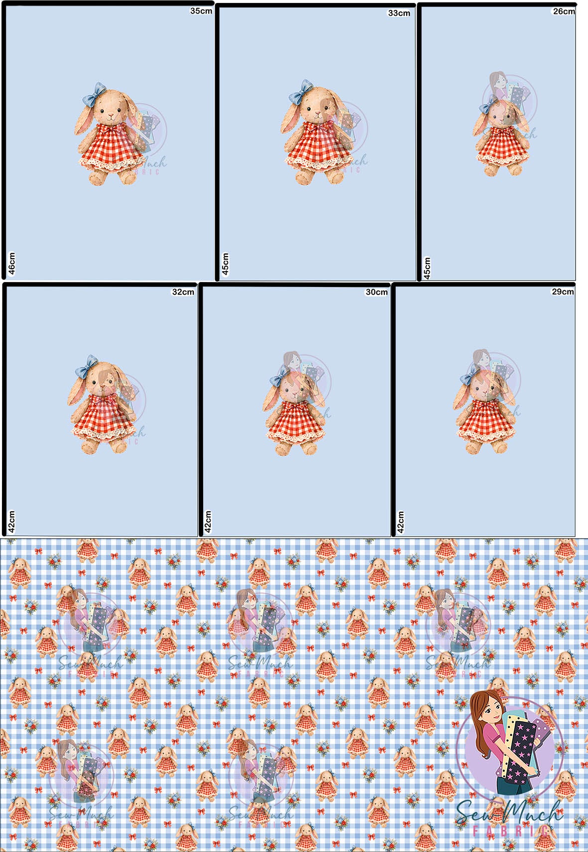 AUGUST Pre-Order (1): Bunny Blue 'PANEL FOR ROMPERS'