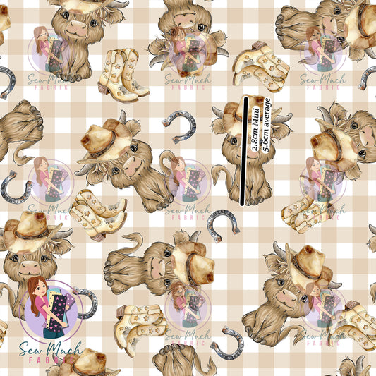 Highland Cow Boots Gingham | Woven | Retail | MINI Scale