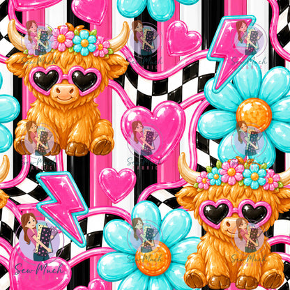 SEPTEMBER Pre-Order (1): Pink Floral Highland Cows