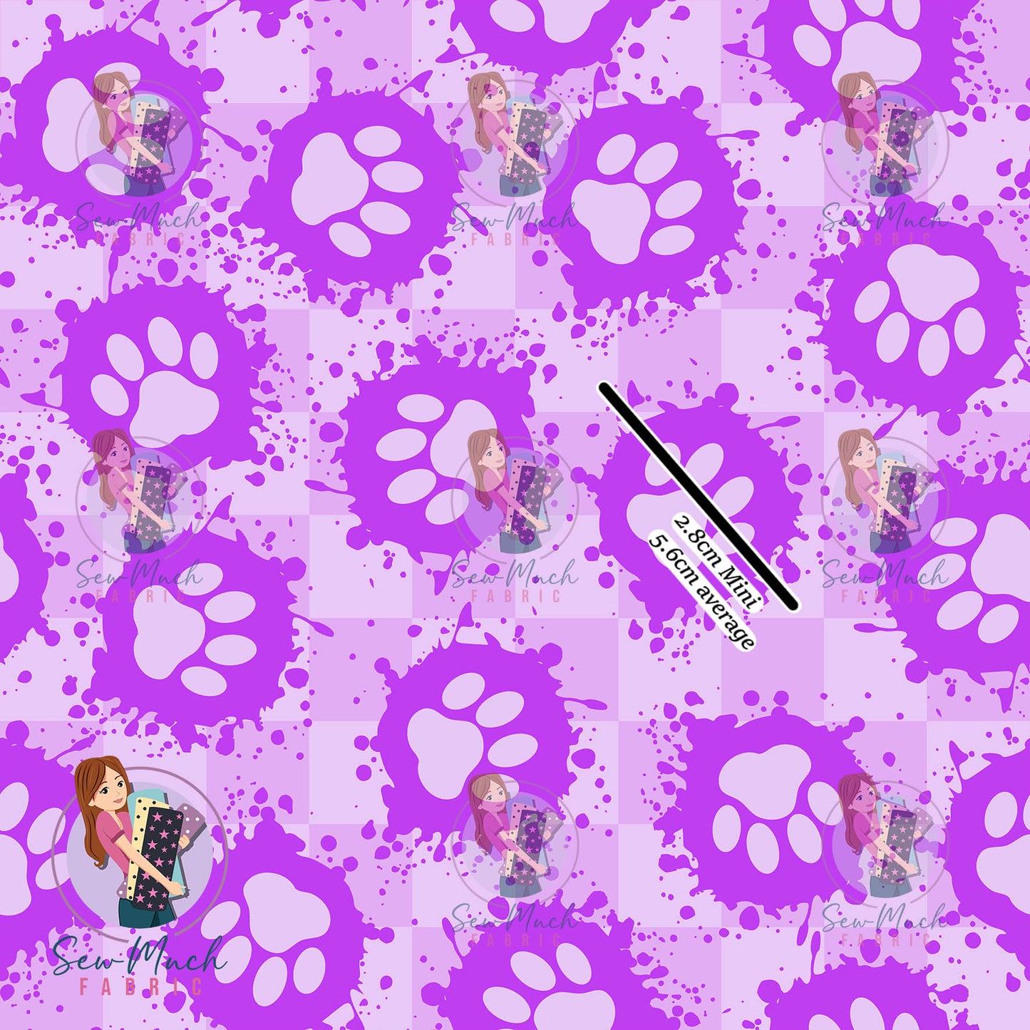 Paw Print Splash Purple | Woven | Retail | MINI Scale