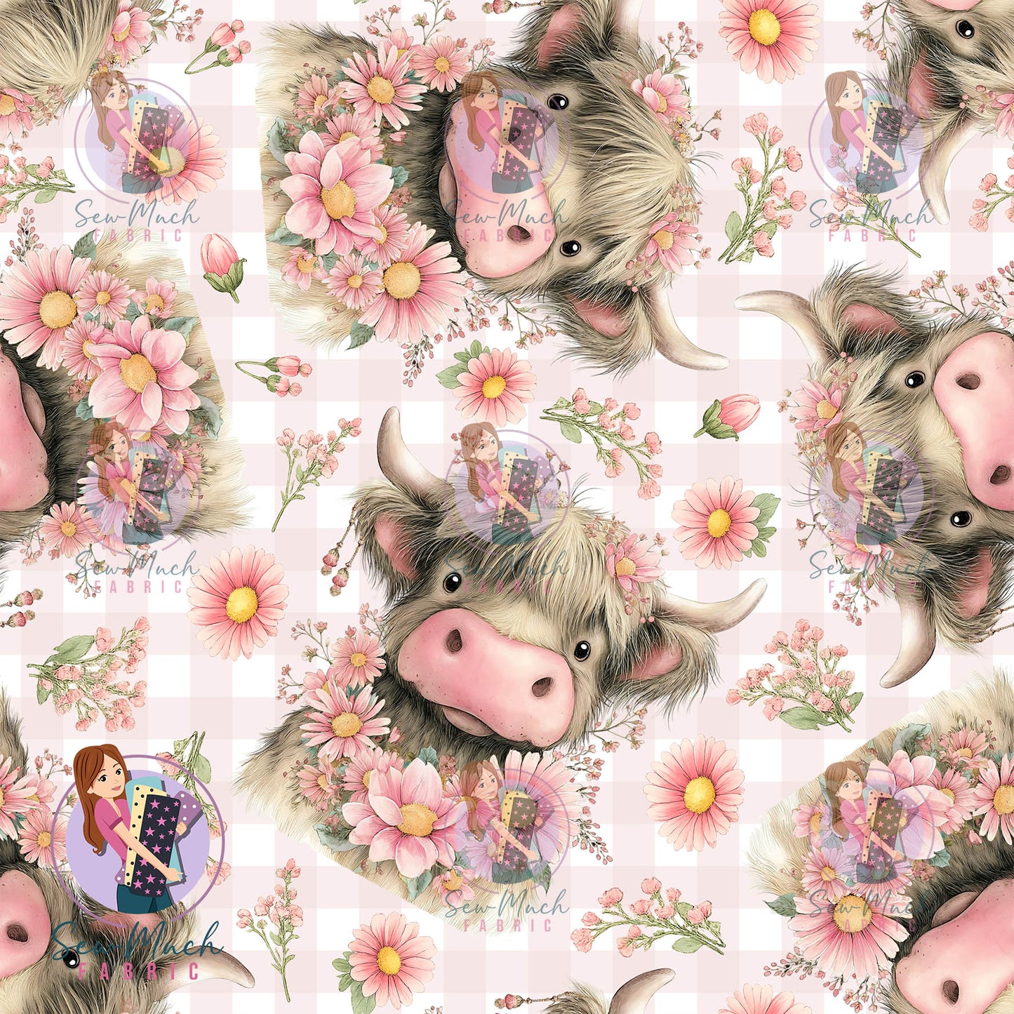 Unlimited Pre-Order: Cows Floral Pink Gingham