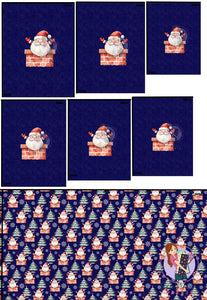CHRISTMAS Pre-Order: Santa Chimney Navy 'PANEL FOR ROMPERS'