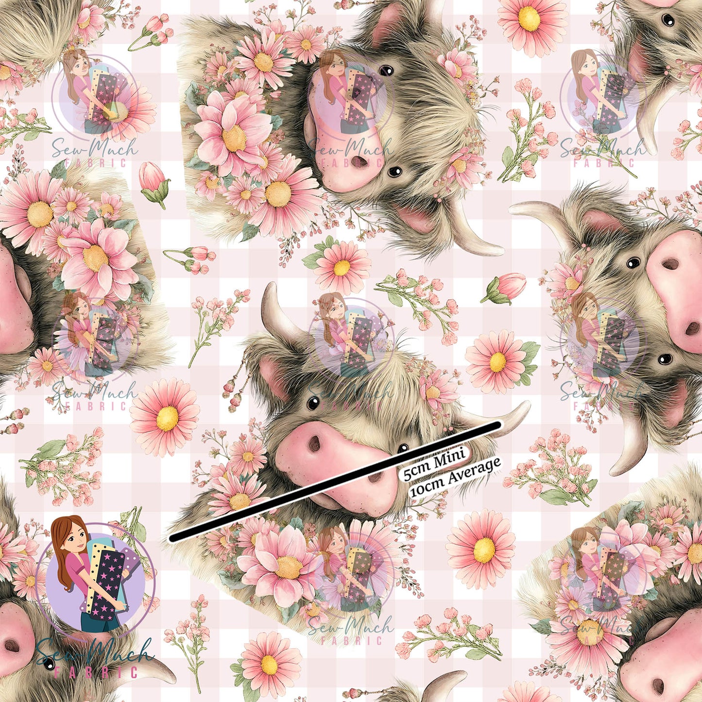 Floral Highlands Pink Gingham | Knit | Retail | MINI Scale