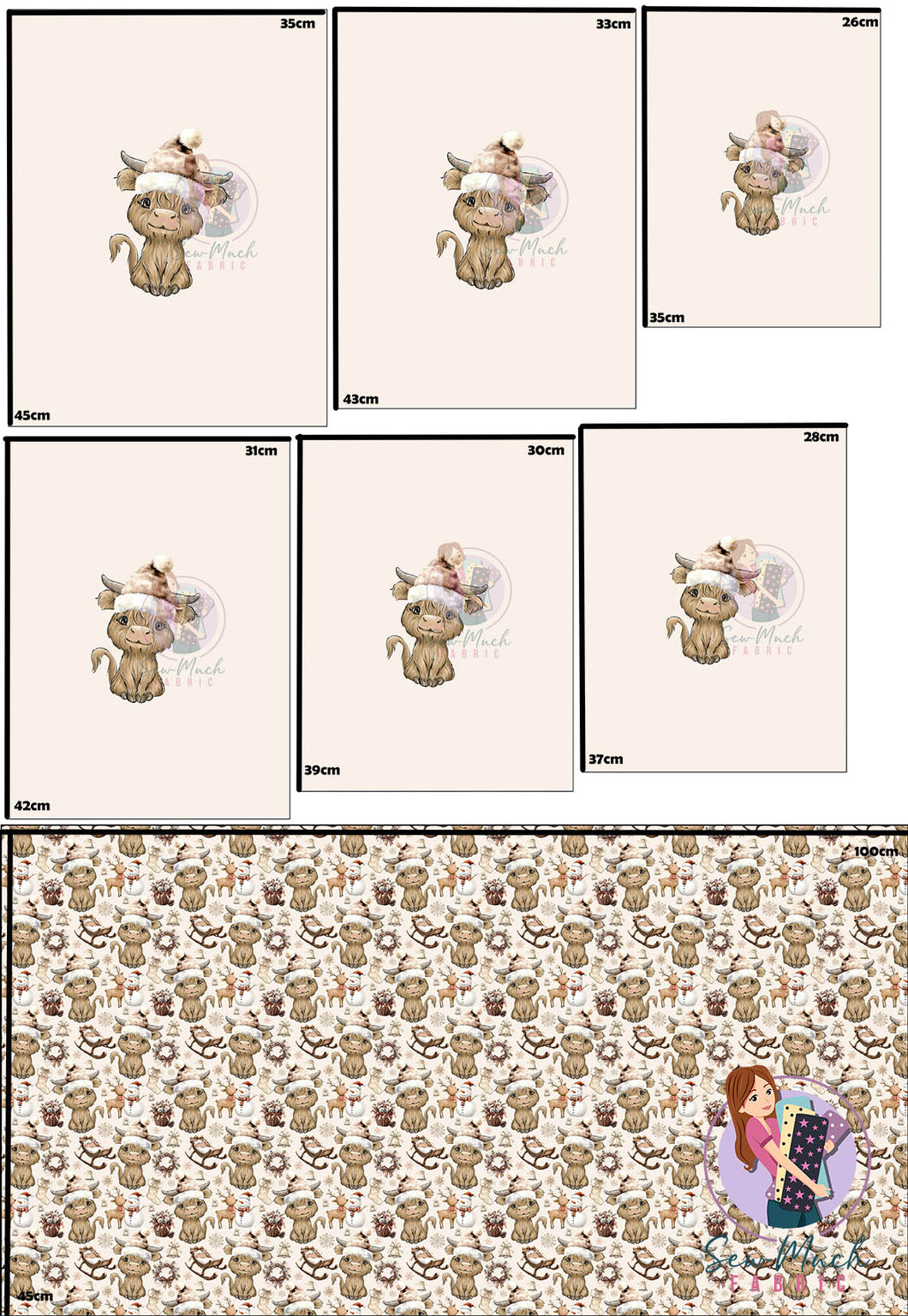 CHRISTMAS Pre-Order: Highland Cow Cosy 'PANEL FOR ROMPERS'