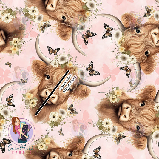 Delicate Highland Cow | Double Flannel Fleece | Retail | Average Scale