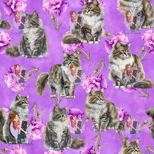 SEPTEMBER Pre-Order (2): Norwegian Forest Cat Purple Floral