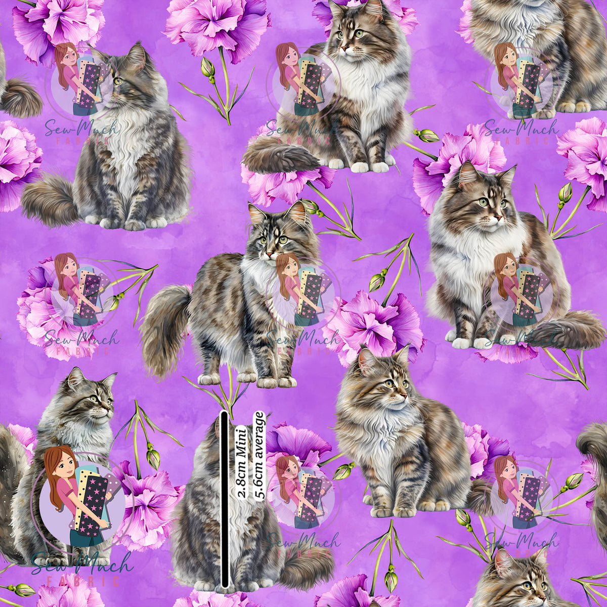 SEPTEMBER Pre-Order (2): Norwegian Forest Cat Purple Floral
