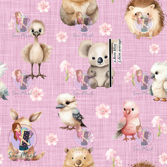 Aussie Animals Pink | TWILL | Retail | Average Scale