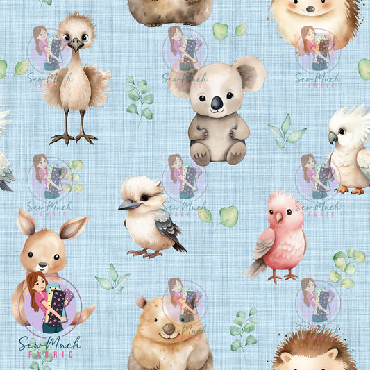 Aussie Animals Blue | TWILL | Retail | Average Scale