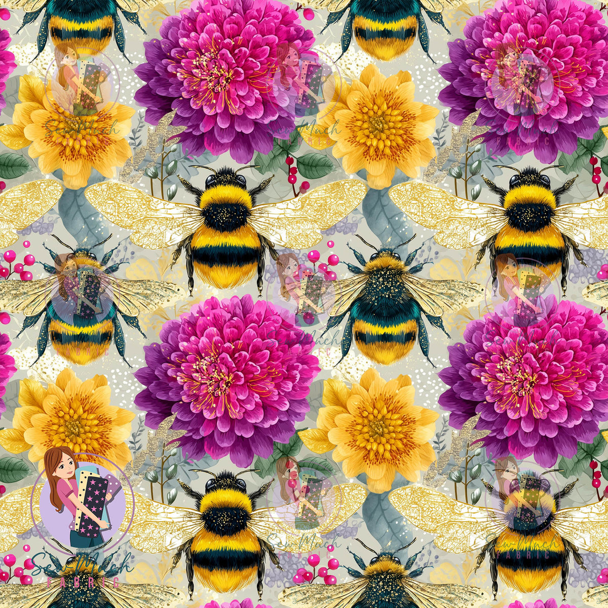 Floral Bee Pink & Yellow | Canvas | Retail | Average Scale