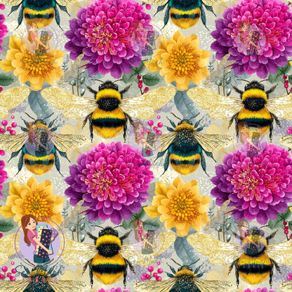Floral Bee Pink & Yellow | Canvas | Retail | Average Scale