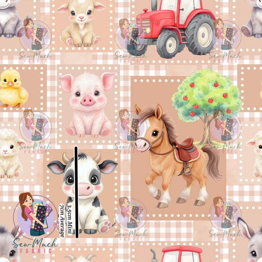 Farm Animals Brown Patchwork | Knit | Retail | Average Scale