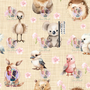 Aussie Animals Floral Beige | French Terry | Retail | Average scale