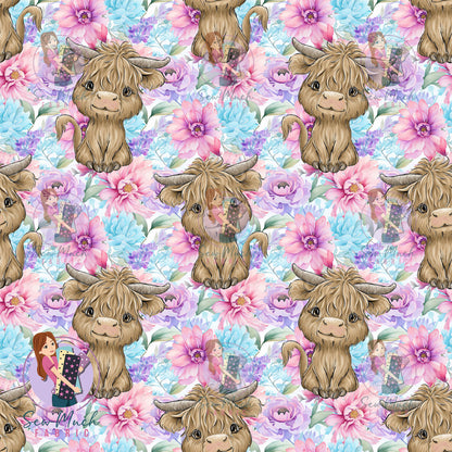Highland Cows Charlotte Floral | Woven | Retail | Average Scale