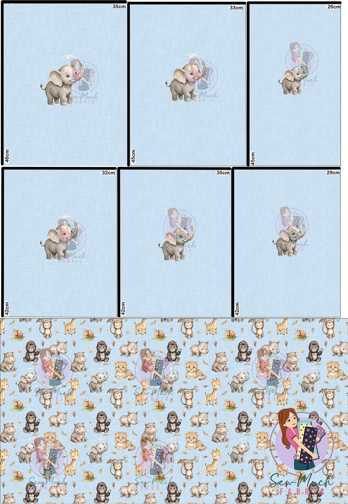OCTOBER Pre-Order (1): Jungle Animals Blue 'PANEL FOR ROMPERS'