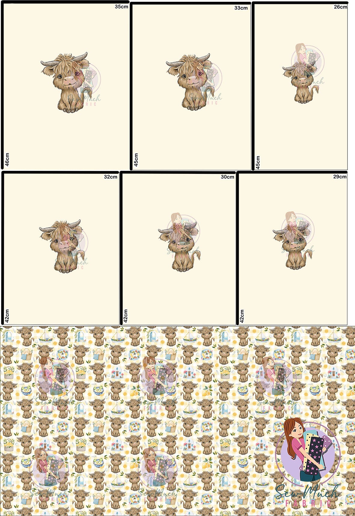SEPTEMBER Pre-Order (1): Highland Cow Greece 'PANEL FOR ROMPERS'