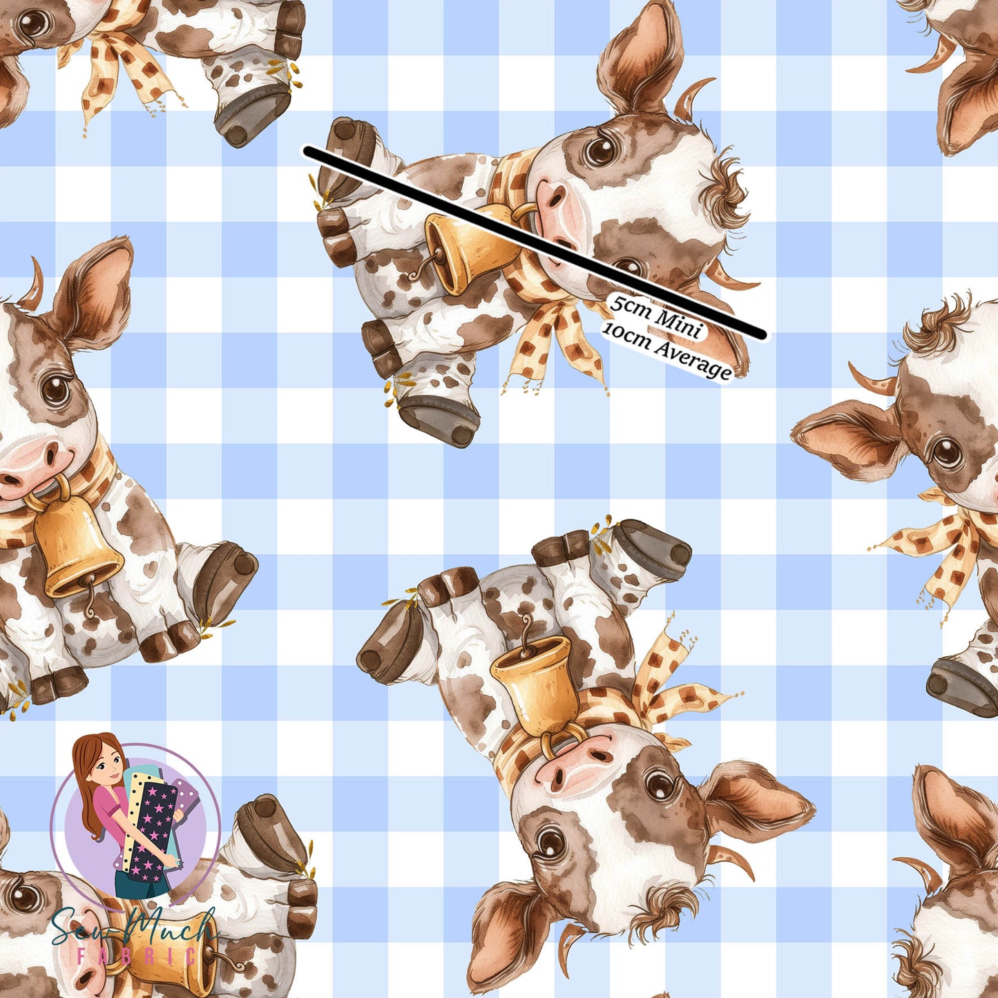 Unlimited Pre-Order: Cute Cows Blue Gingham