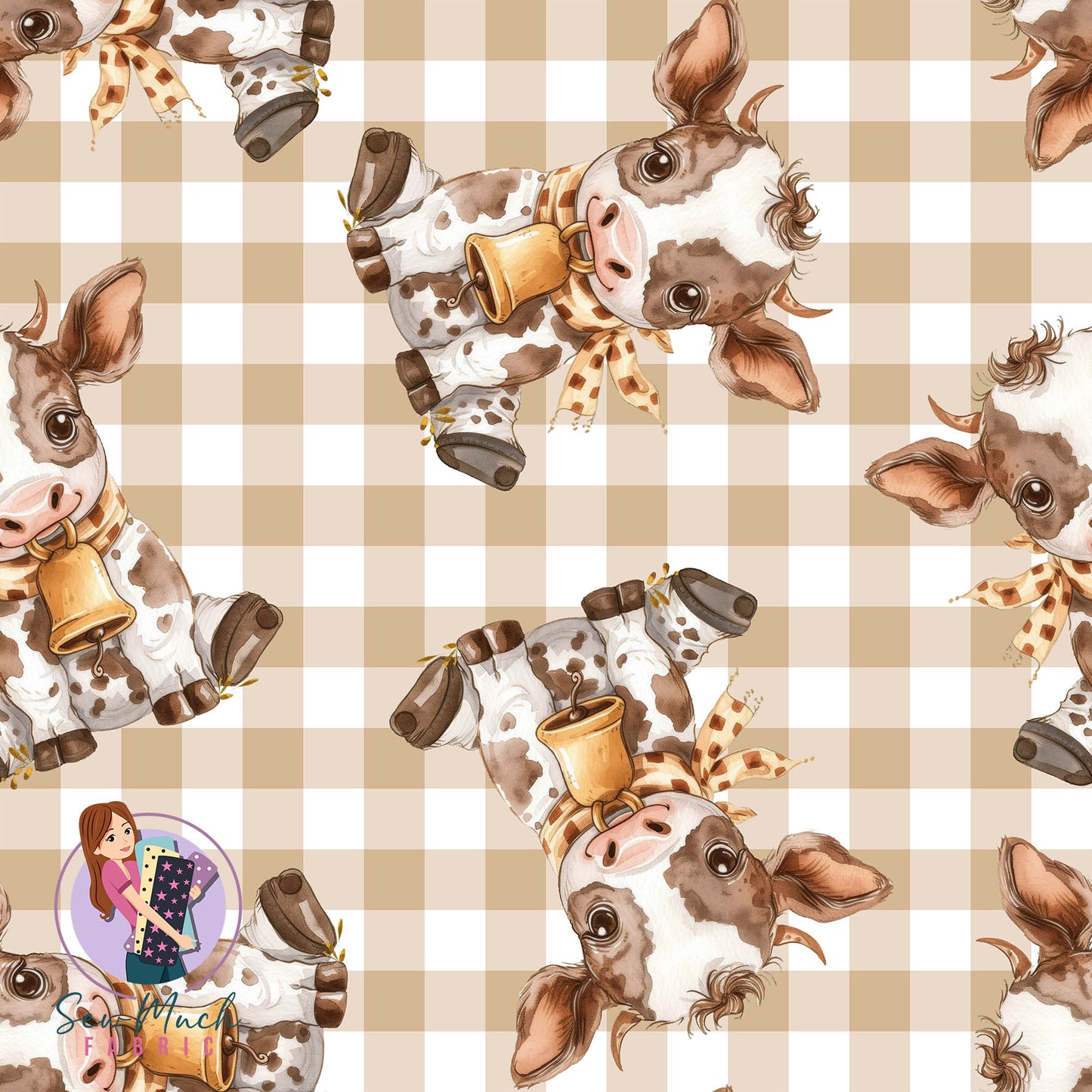 Unlimited Pre-Order: Cute Cows Tan Gingham