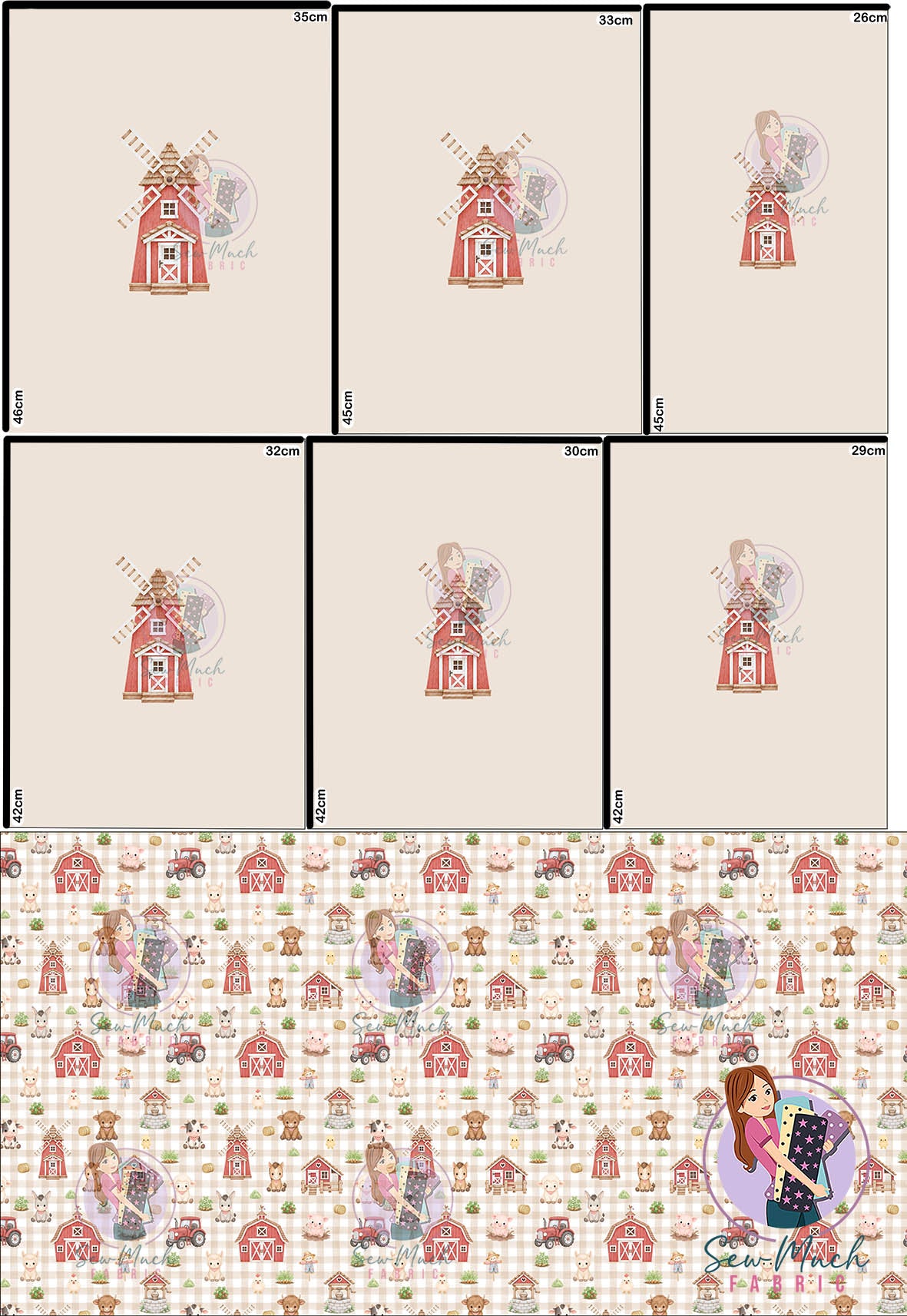 OCTOBER Pre-Order (2):  Farm Beige 'PANEL FOR ROMPERS'
