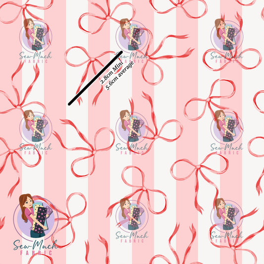 Christmas: Pink Stripe Bows | Woven | Retail | Average Scale