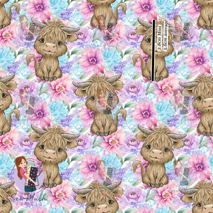 Highland Cows Charlotte Floral | Woven | Retail | Average Scale
