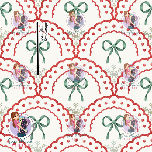 CHRISTMAS: Scalloped Christmas Bows | Woven | Retail | Average Scale