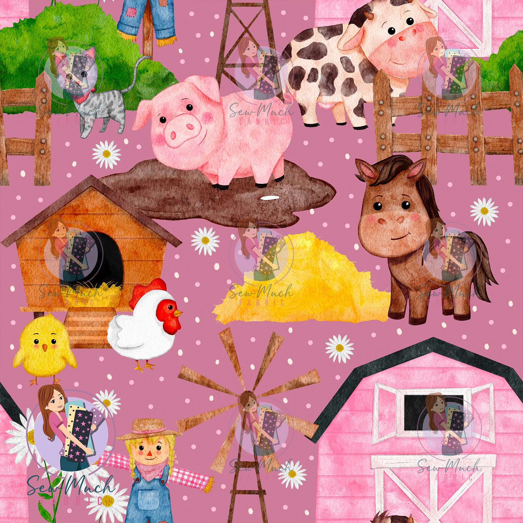 Unlimited Pre-Order: Farm Yard Pink – Sew Much Fabric Australia