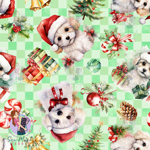 REMNANT: Christmas Bichon Frise | Woven | Retail | Average Scale (WOF x 45cm)