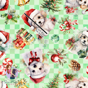 REMNANT: Christmas Bichon Frise | Woven | Retail | Average Scale (WOF x 45cm)