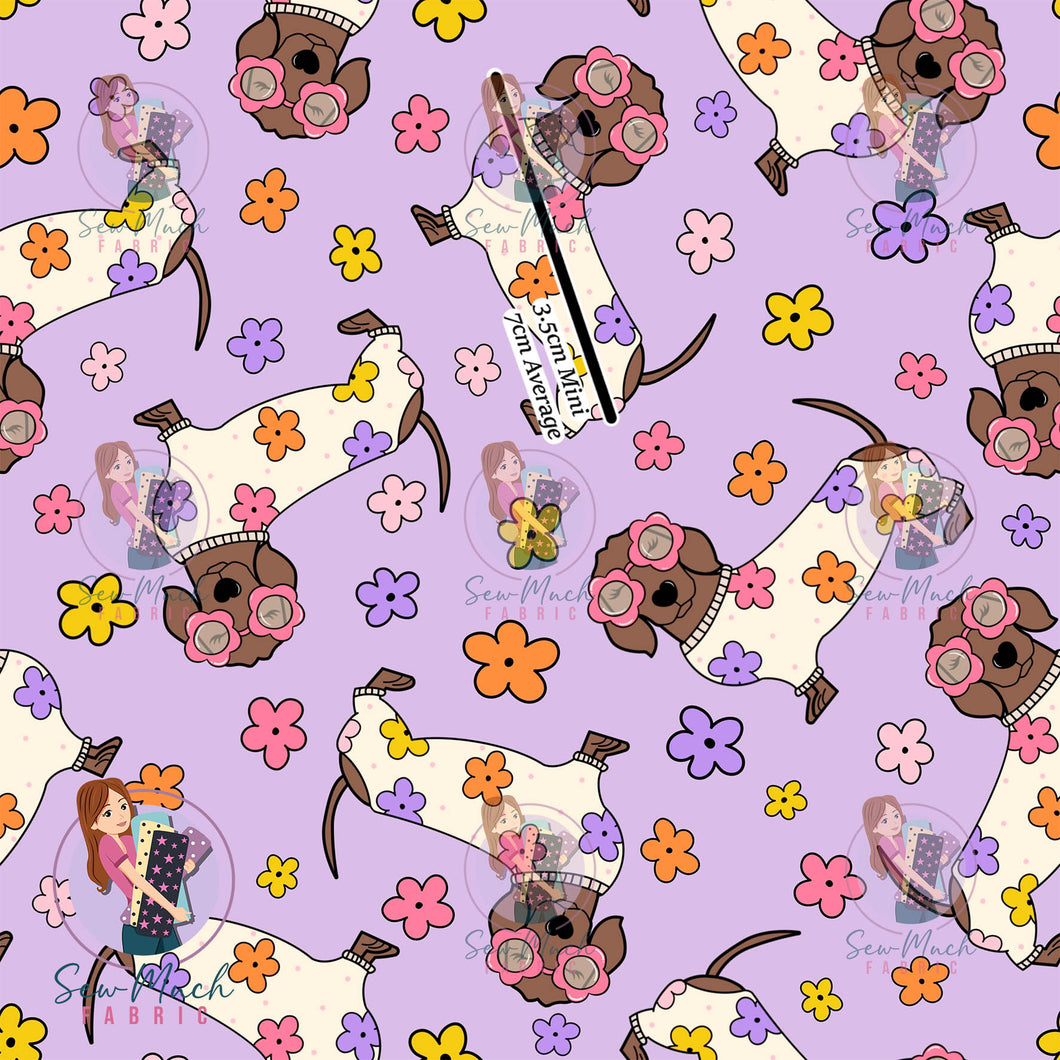 Floral Dachshund | Knit | Retail | MINI Scale