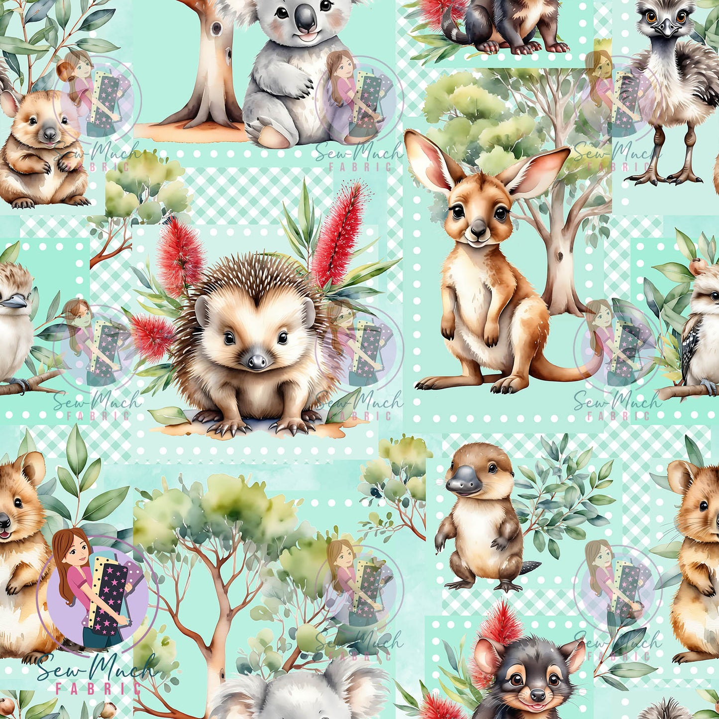 Unlimited Pre-Order: Aussie Animal Patchwork Green