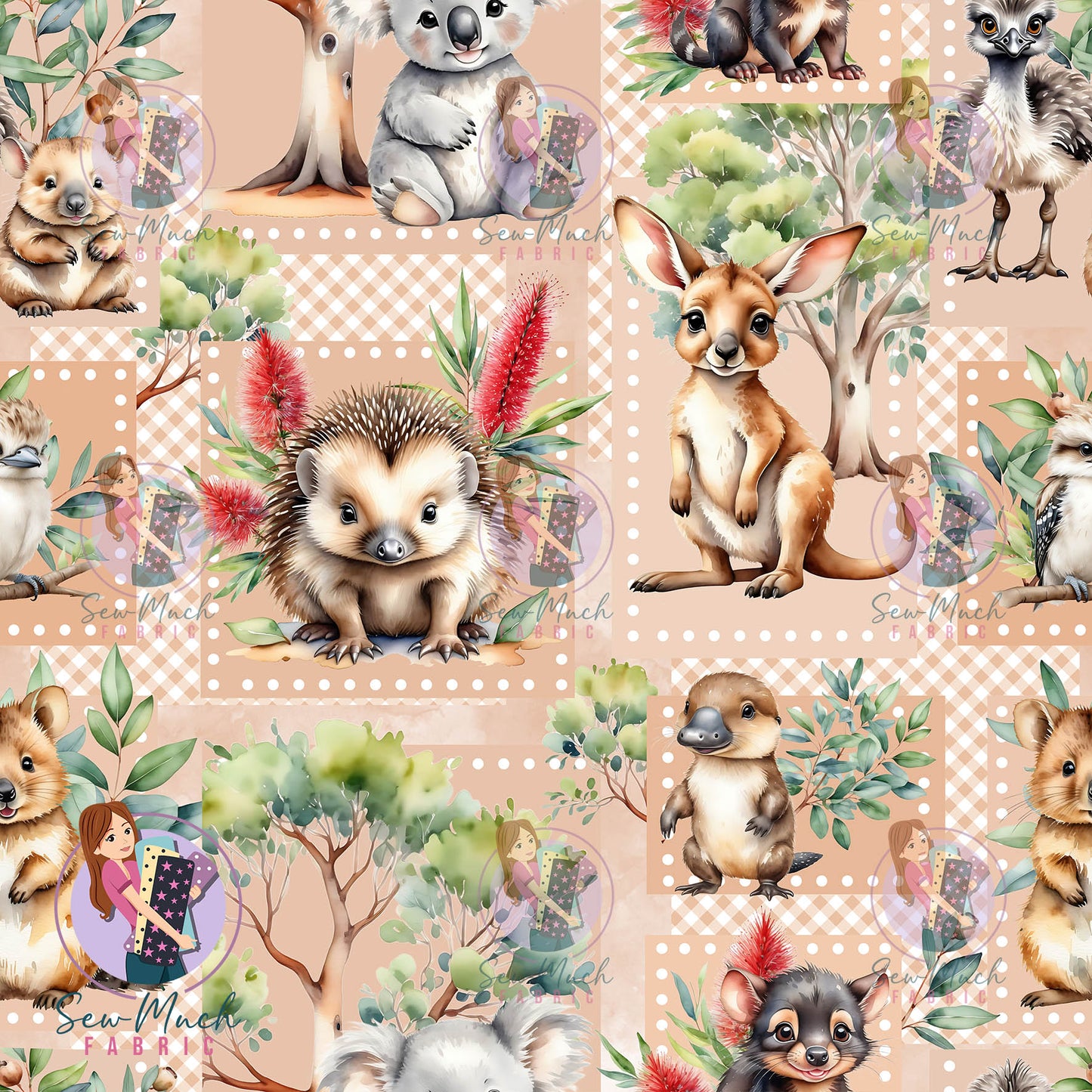 Unlimited Pre-Order: Aussie Animal Patchwork Tan