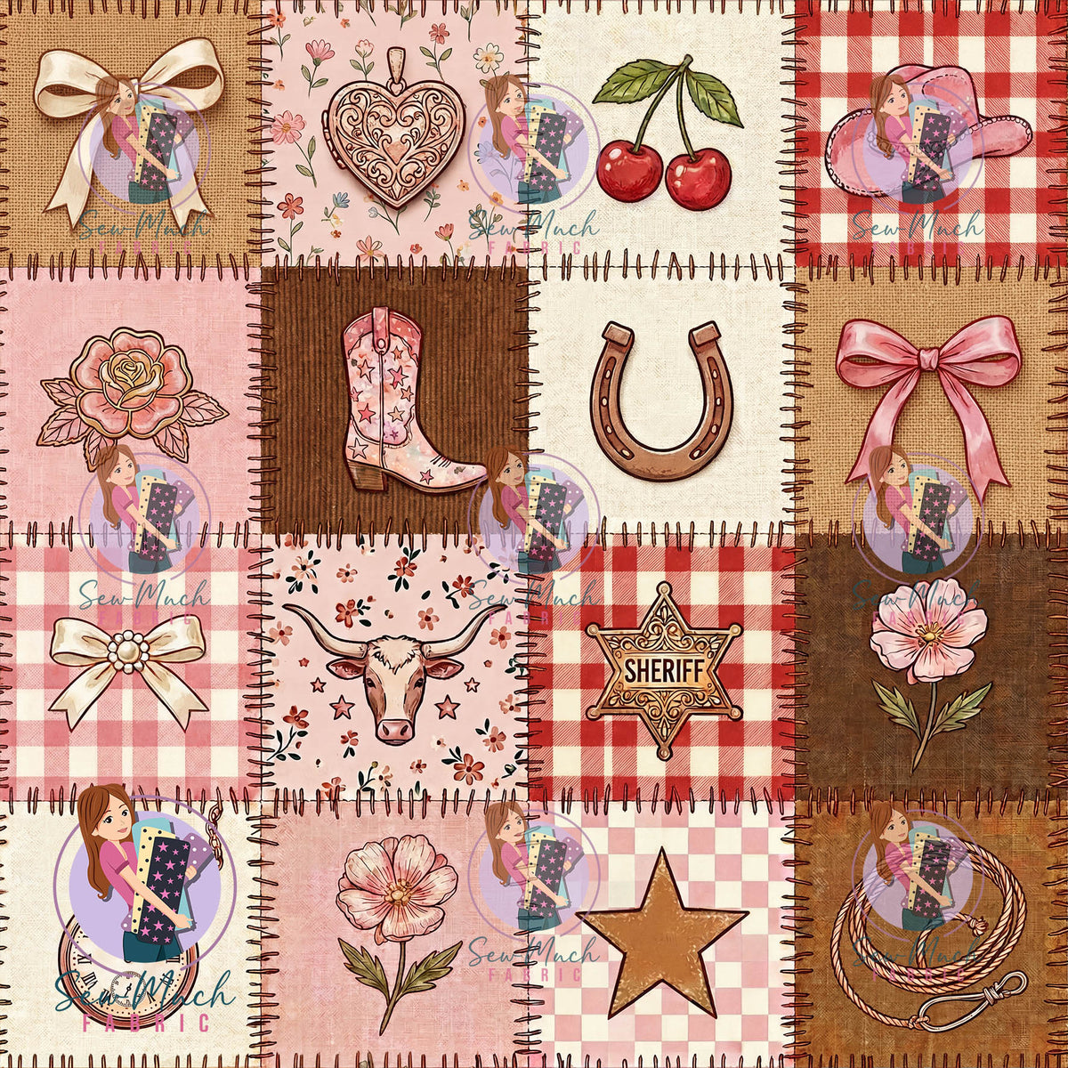 Pink Western Patchwork Check | MINKY | Retail | Average Scale