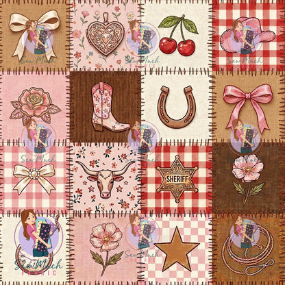 Pink Western Patchwork Check | MINKY | Retail | Average Scale