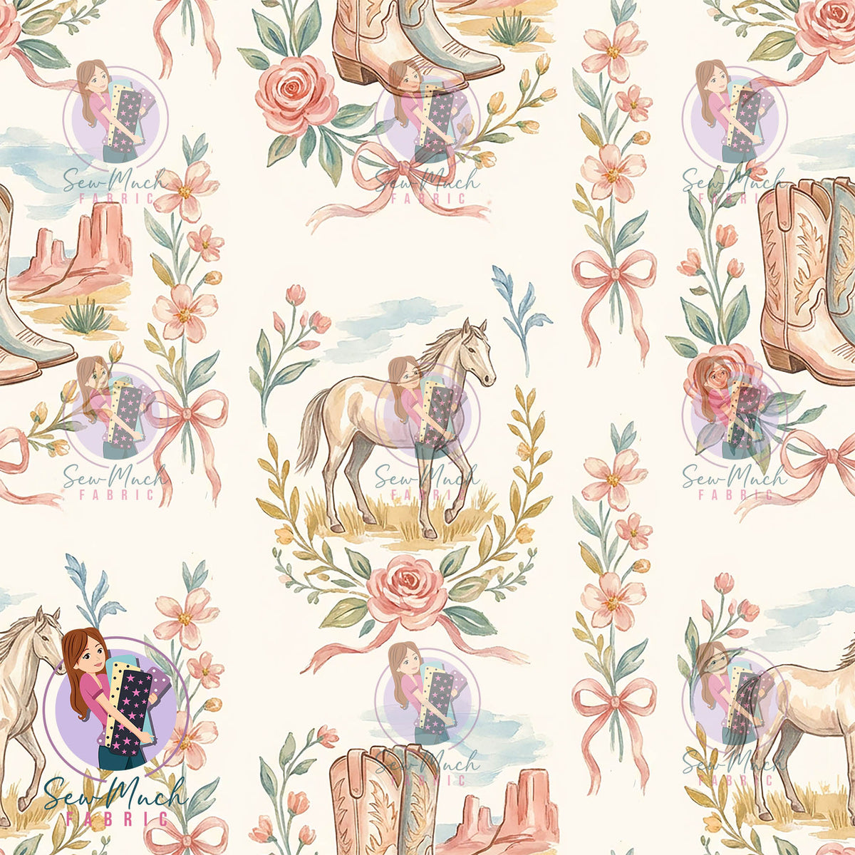 Floral Horses & Bows | Canvas | Retail | Average Scale