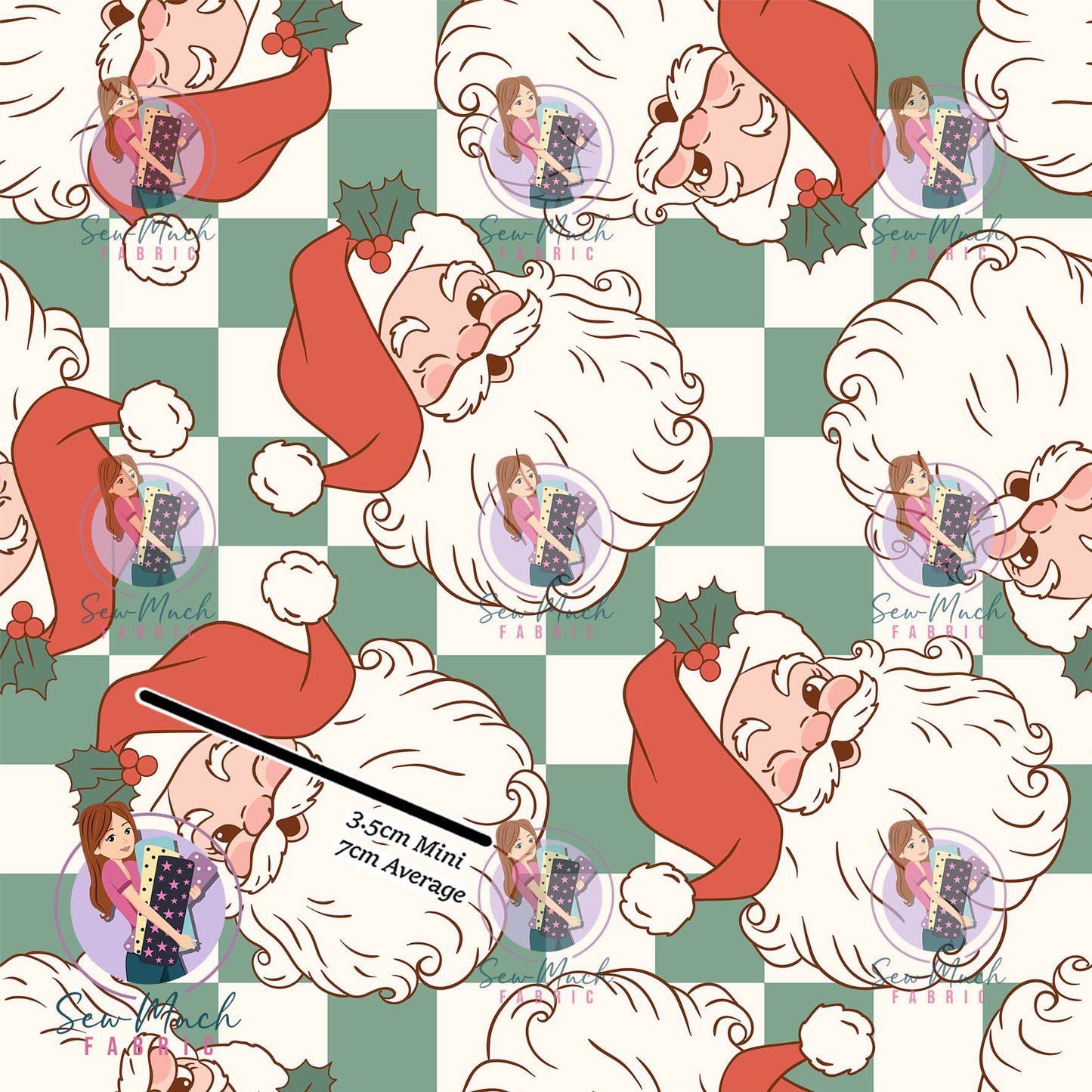 Christmas: Santa Green Checks | Woven | Retail | Average Scale