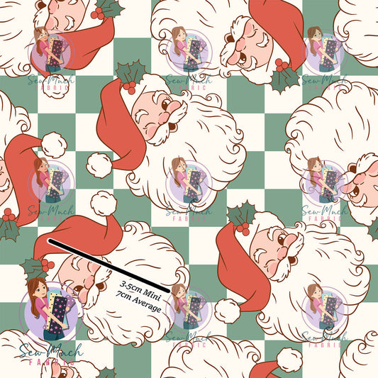 Christmas: Santa Green Checks | Woven | Retail | Average Scale