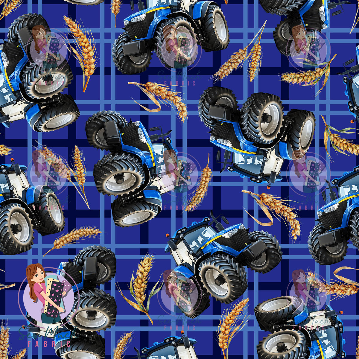 Blue Tractors Plaid | Woven | Retail | Average Scale