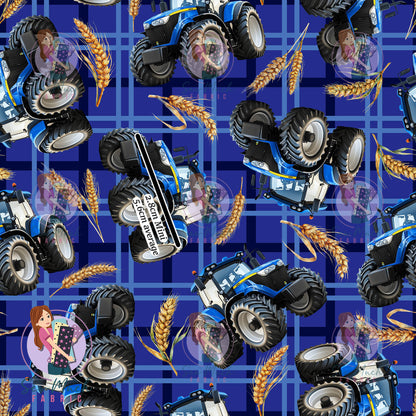 Blue Tractors Plaid | Woven | Retail | Average Scale