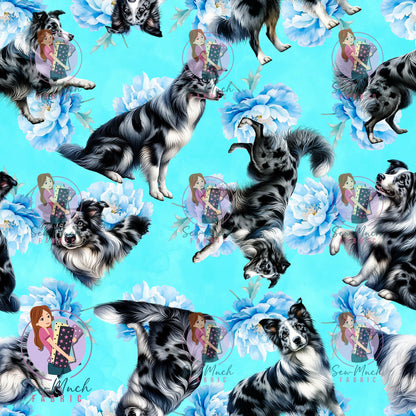 AUGUST Pre-Order (2): Blue Merle Border Collie Blue Floral