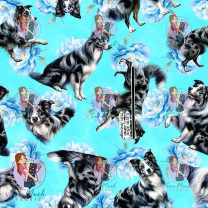 AUGUST Pre-Order (2): Blue Merle Border Collie Blue Floral