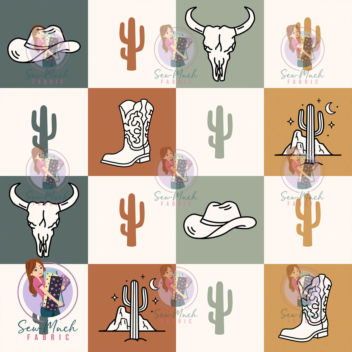 Western Cactus Checks | Woven | Retail | Average Scale