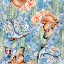 Load image into Gallery viewer, Western Horses Blue | Woven | Retail | Average Scale

