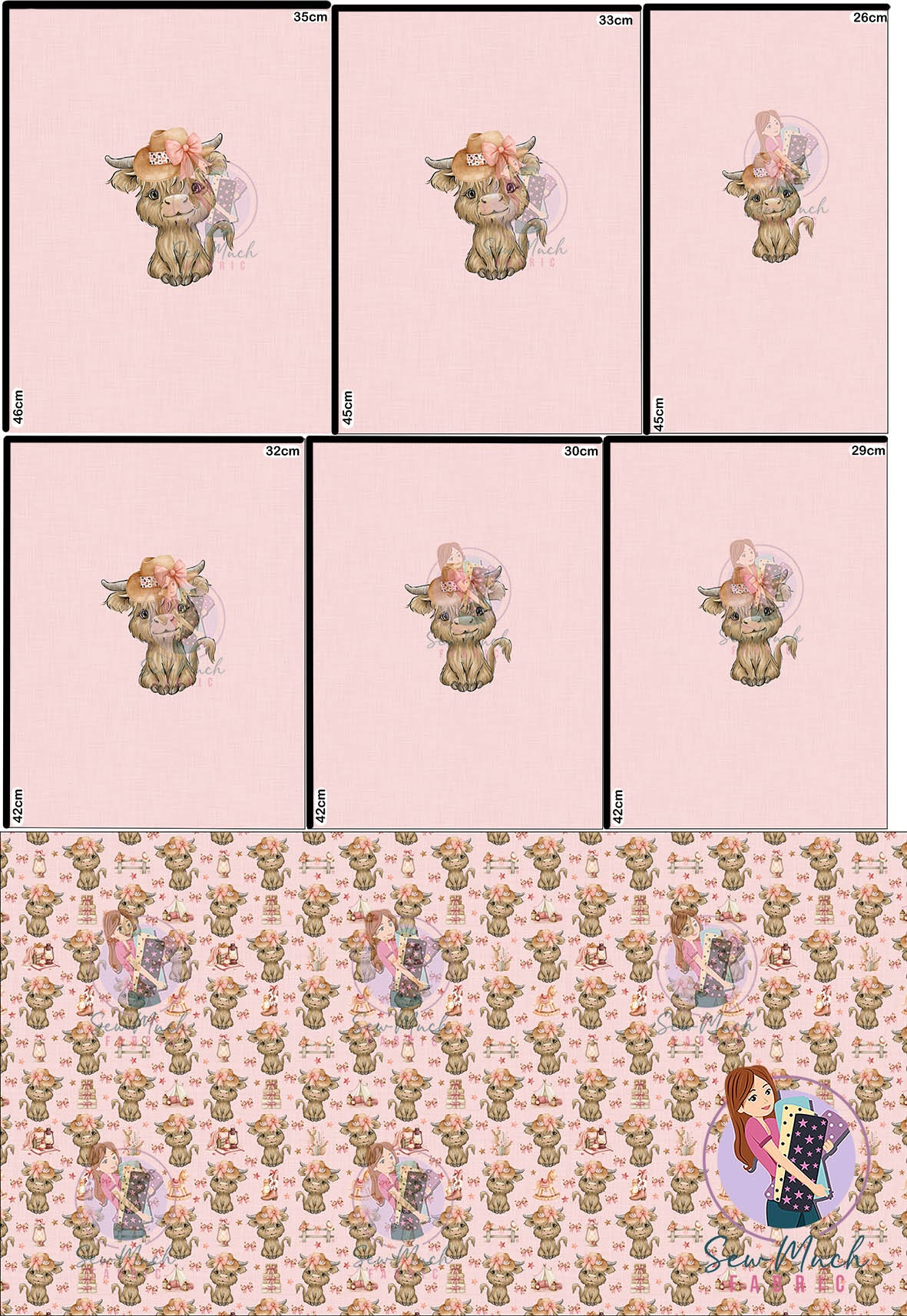 SEPTEMBER Pre-Order (1): Highland Cow Pink Western 'PANEL FOR ROMPERS'