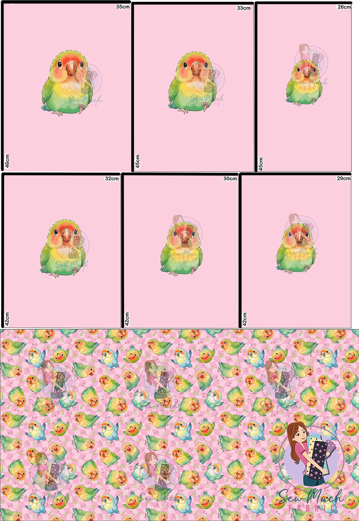 AUGUST Pre-Order (1): Lovebirds Pink 'PANEL FOR ROMPERS'