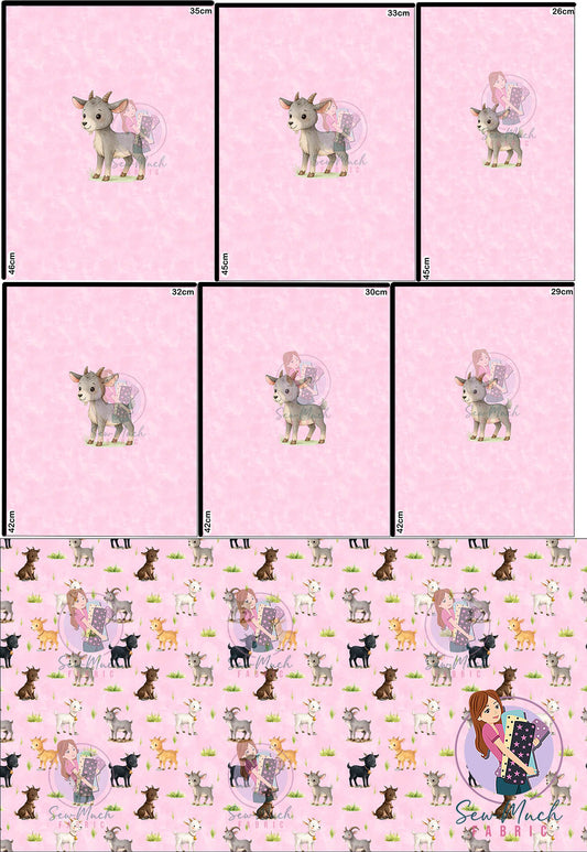 OCTOBER Pre-Order (2):  Goats Pink 'PANEL FOR ROMPERS'