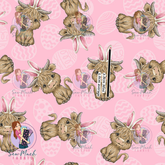 Easter: Highland Cow Pink | Woven | Retail | Average Scale