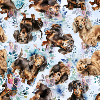 Unlimited Pre-Order: Dachshund Blue Floral