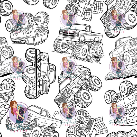 Colour In Monster Trucks | Canvas | Retail | Average Scale
