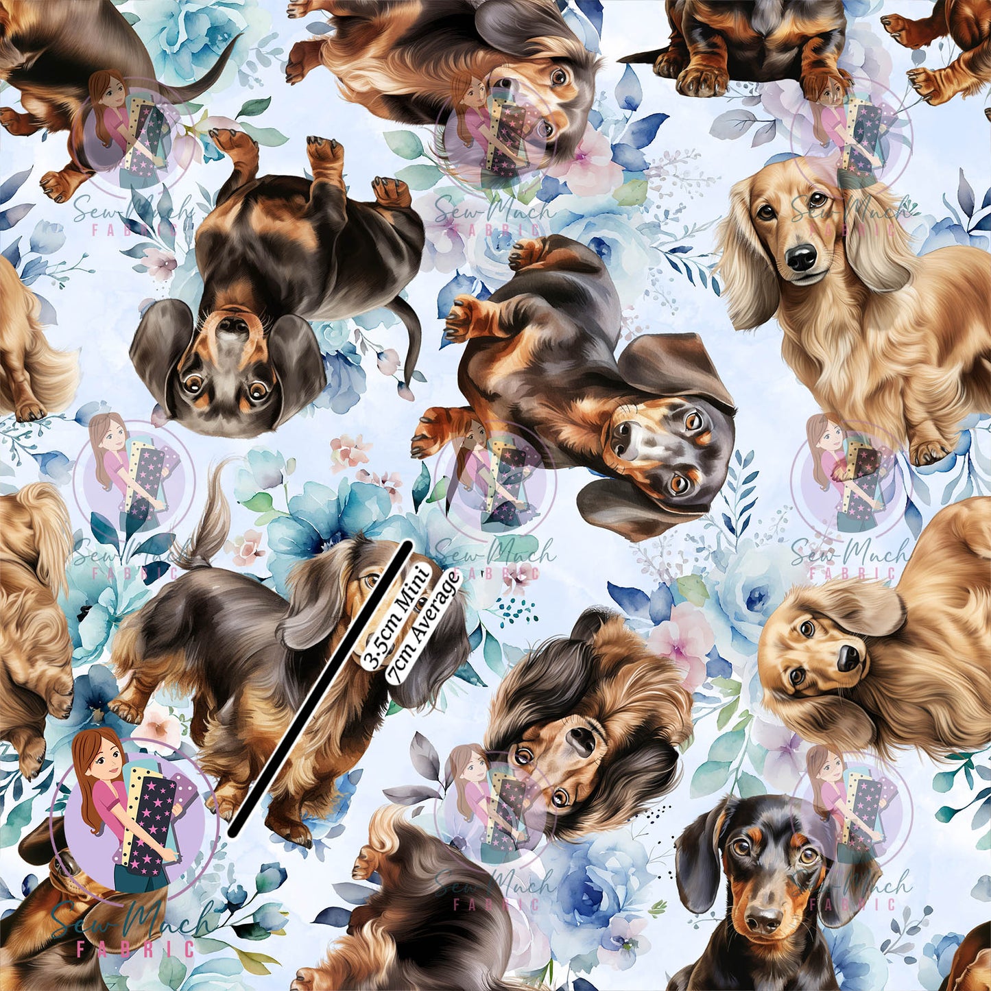 Unlimited Pre-Order: Dachshund Blue Floral
